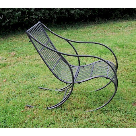 Vintage charcoal metal garden rocking chair