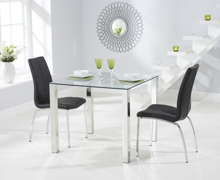 Glass dining table and 2 chairs set