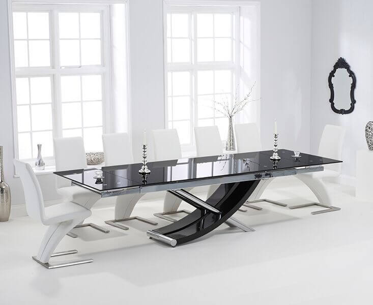 Glass dining table and 10 chairs set